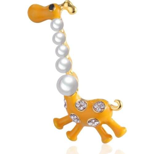 Fashion Fine Pearl Giraffe Brooches For Women Cute Animal Pins Gift Jewelry
