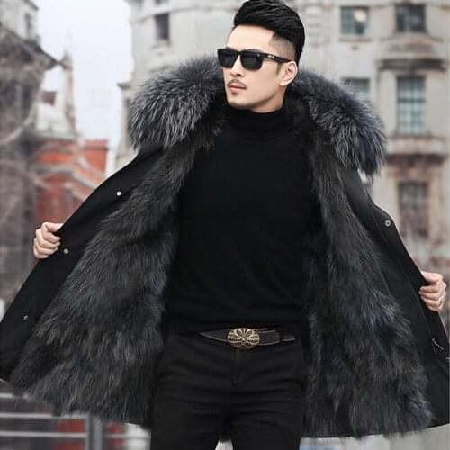 2020 New Waterproof Men Parka Winter Jacket Long Raccoon Fur Coat Man Parkas Natural Fox Fur Collar Hooded Outerwear Streetwear