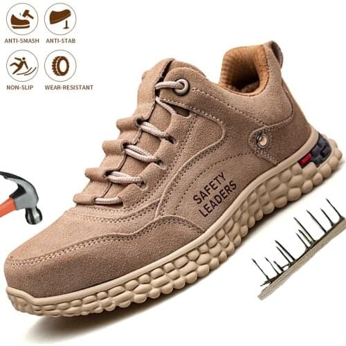 Men Safety Work Shoes Steel Toe Cap Indestructible Boots Puncture-Proof Lightweight Comfortable Sneakers Protective Shoes