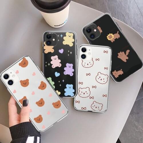 Soft Phone Case For Huawei P50 P40 P30 P20 Honor Mate 20 10i 10 8X 9C 9 Lite E Pro P Smart 2021 Y9 Prime Y7 Y6 2019 Cartoon Bear