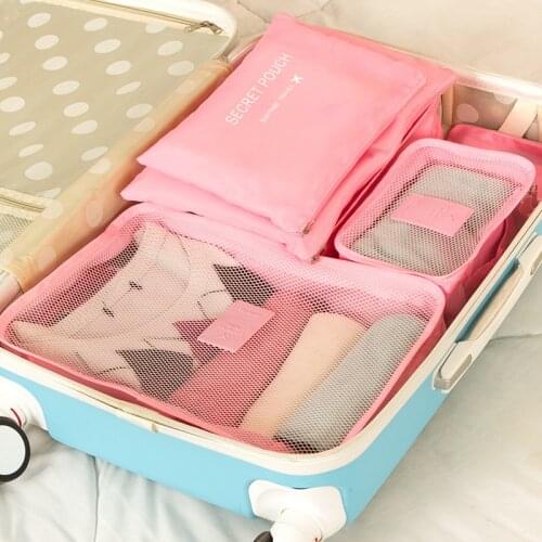 6 PCS Travel Bag Set For Clothes Tidy Organizer Wardrobe Suitcase Pouch Travel Case Inner bag