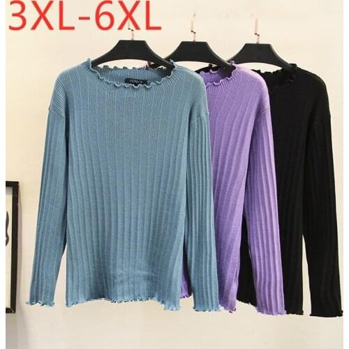 New ladies autumn winter plus size sweater knit tops for women large pullover long sleeve slim elastic sweater 3XL 4XL 5XL 6XL