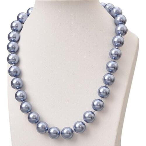 Wholesale 12mm Round Pearl Necklace Making Handmade DIY Simple Imitation Pearls Charm Necklace Statement Women Gifts 18inch H793