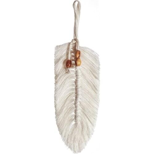 Nordic Style Hand-woven Leaves Shape Macrame Tapestry Art Woven Cotton Rope Pendant Wall Hanging Living Room Decor