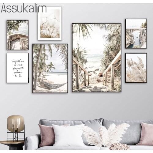 Nordic Poster Dandelion Canvas Print Reed Wall Art Posters Landscape Painting Beach Prints Modern Wall Pictures Home Decor