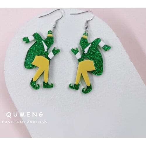 QUMENG 2020 new design acrylic clown exaggerated sports funny punk Drop earrings for women Hip Hop Night Club Jewelry Gifts