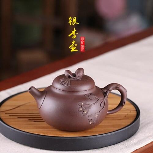 Ore purple clay recommended agent ginkgo pot zhi-gang cao high-grade pure manual teapot a undertakes to manufacturers