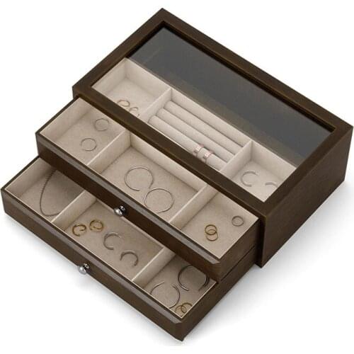 Jewelry storage box high grade luxury solid wood storage box European style multi-layer wedding jewelry box