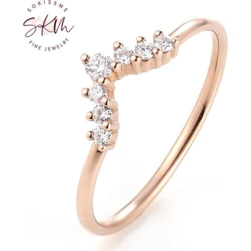 SKM brand diamond rings for women 14k rose gold Vintage designer Engagement rings designer Promise Luxury Fine Jewelry