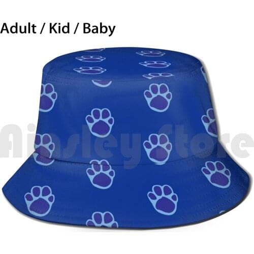 BlueS Paw Print Pattern Sun Hat Foldable UV Protection Blue Blues Clues Paw Paw Paw Pattern Dog Steve Vintage