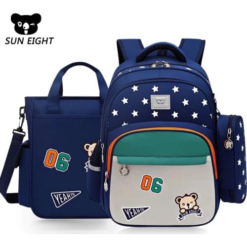 SUN EIGHT Children School Bag Nylon Waterproof KidS Schoolbags Blue/Red Backpack For Girls Boys Back Pack Snack Backpack