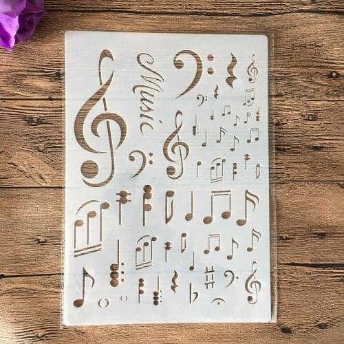 A4 musical note DIY Stencils Wall Painting Scrapbook Coloring Embossing Album Decorative Paper Card Template,wall letter cake