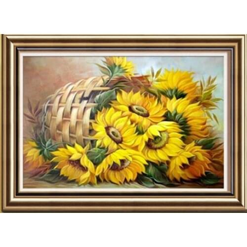 Sunflower vase oil painting flower Art Needlework 14CT Canvas Unprinted Handmade Embroidery Cross Stitch Kits DIY Home Decor