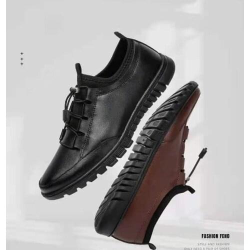 Spring Autumn Mens Leather Big Size Lace Up Flat Bottomed Casual Leather Shoes Light Comfortable Wear-Resistant Driving Shoes
