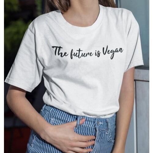 The Future Is Vegan women Mom of girl Women Tshirts Cotton Casual Funny t Shirt For Lady Top Tee Hipster 6 Color NA-502