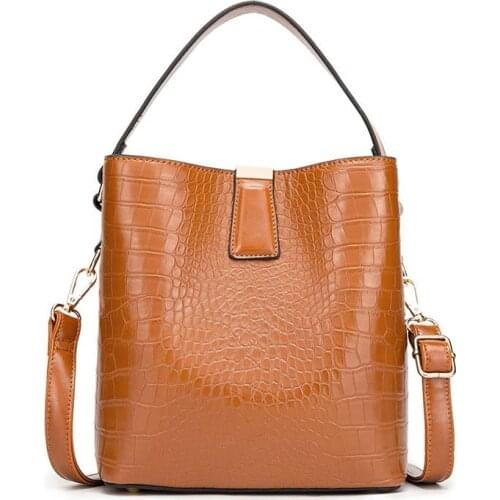 Bag women bag new 2020 Korean version of the bucket shoulder bag fashion trend crocodile pattern pu handbag shoulder bag