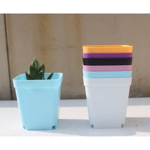 10pcs/lot High Quality Random Color Flower Pots Pot Trays Plastic Pots Small Square Pots
