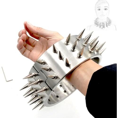 2020 Heavy Stainless Steel Neck Collar With Thorn 3 Row Detachable Spike Choker Fetish Bondage Restraints Sex Toys For Couples