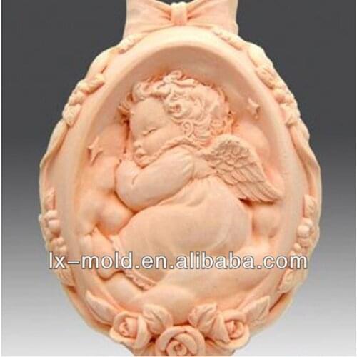 3D Sleeping Baby in Rose Cradle Soap Silicone Molds Doll Angels Moulds Cute Sleeping Baby Mould