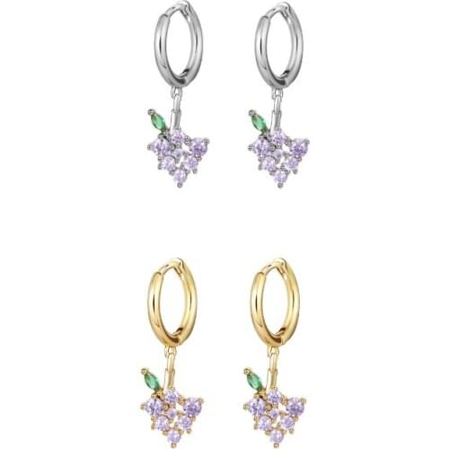Silver Gold Color Hoop Earrings Korean Summer Cute Crystal Fruit Earring Strawberry Pineapple Women Jewerly Pendientes Wholesale