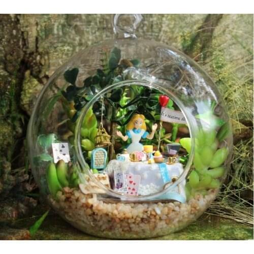 DIY Wooden Miniature Dollhouse 3D Kit & Glass Dust Cover and Voice control light swich with English instruction doll house