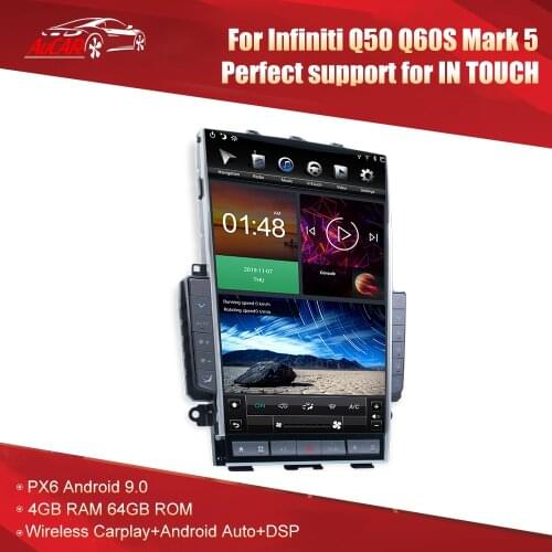 AuCar Android head unit For Infiniti Q50 Q50S Q60 Q60S 13.6 inch Tesla Style car radio MARK 5 GPS Navigation