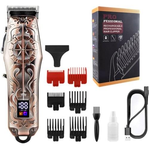 Kemei Electric Hair Clipper Twelve Constellation Waterproof Adjustable LED Display Taper Lever USB Rechargeable Barber Trimmer