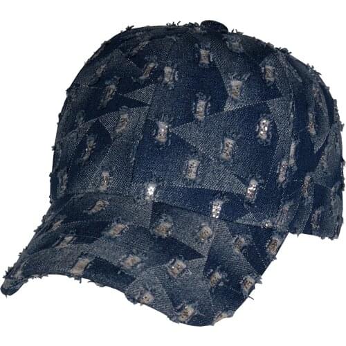 New Fashion Women Men Hat Curved Sun Visor Solid Color Hole Denim Baseball Cap Men Cap Outdoor Sun Hat Adjustable Sports caps