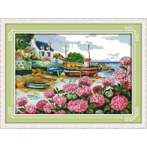 Everlasting Love Beautiful Seaside Chinese Cross Stitch Kits Ecological Cotton Stamped 11 CT DIY Christmas Decorations For Home