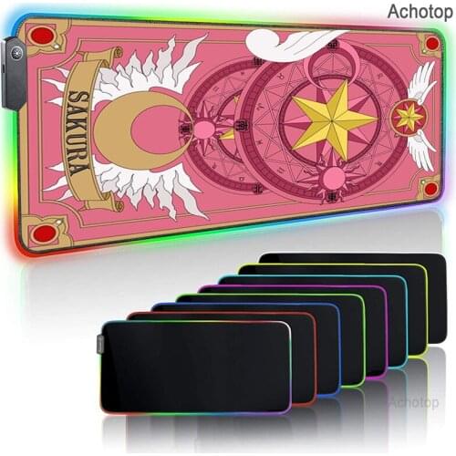 Cardcaptor Sakura RGB Mouse Pad xxl Gaming Mousepad LED Large keyboard for computer Gamer Mouse Carpet Play Mat with Backlit