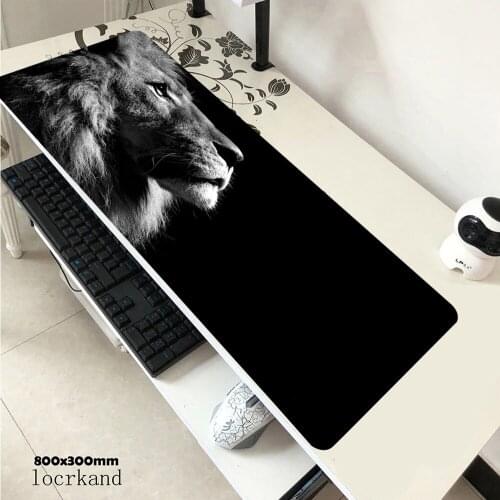 Cool Lion Black Mouse Pad Large Locking Edge Gamer Computer Desk Mat Anime Non-Skid Gaming MousePad Notebook Pc Accessories