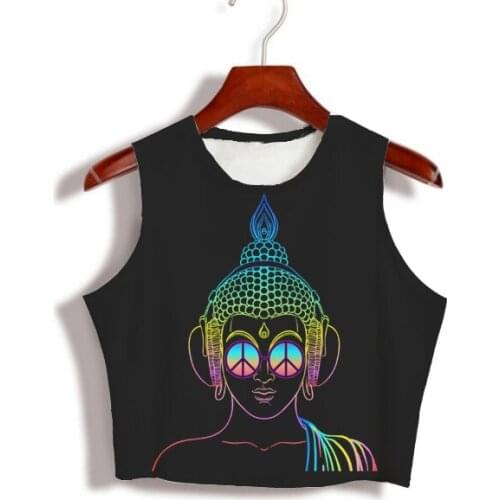 Peace Love Buddha 3D Sublimation Print Custom Made your own designs Milk Silk sleeveless Crop Tops