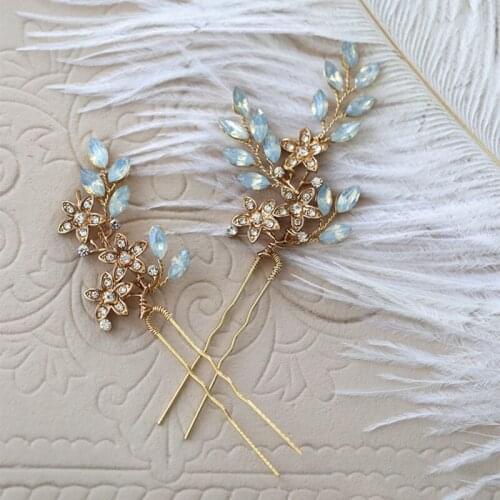 Fashion Rhinestone Opal Bobby Hair Pin Wedding Headpiece Bridal Accessories Jewelry Hair Pin