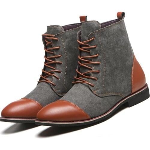 New Martin Boots Men Shoes Rome Fashion Martin Canvas Boots Autumn Lightweight Shoes Lace-up Mixed Color Boots Plus Size 38-48