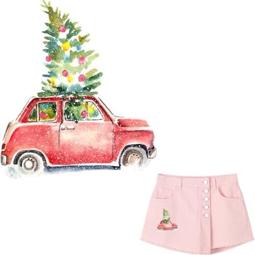 Cartoon Cars Patch Iron-On Clothes Jeans Sticker Washable Clothing Deco Heat Transfer Diy Accessory Badges Stickers Christmas