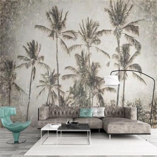 Custom 3D wallpaper mural tropical plant coconut tree hand-painted living room bedroom background wall paper decorative painting
