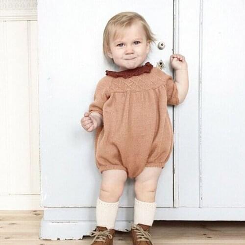 2019 New Knitted Baby Rompers Autumn Long Sleeve Girls Romper Cotton Knitted Dress Children Clothes Toddlers Girl Jumpsuits 1-5Y