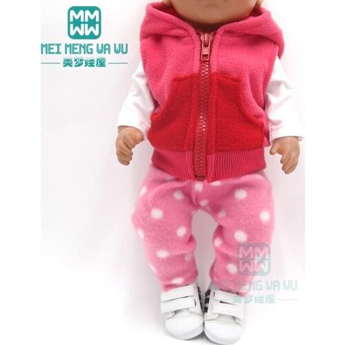 Clothes for doll fit 43-45cm baby new born doll and American doll fashion Three-piece vest, girl dress