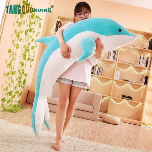 Huge 50-140cm Cute Dolphin Plush Toys Pillow Sea Ocean Animal Doll baby Sleeping toys Sofa backrest Kids Girl Birthday Xmas Gift