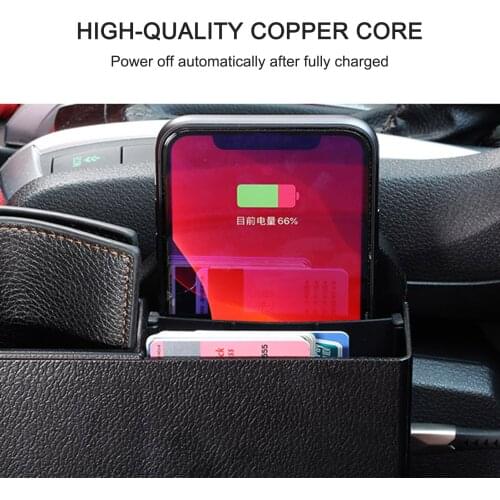 Car Seat Gap Organizer Phone Charging Storage Box Armrest Storage Holder Container with Dual USB Charging Cup Holder