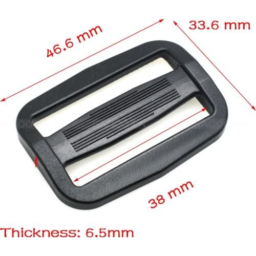 1pcs Webbing Size 38mm Plastic Curve Slider Tri-Glide Adjust Buckles For Dog Collar Harness Backpack Strap Black