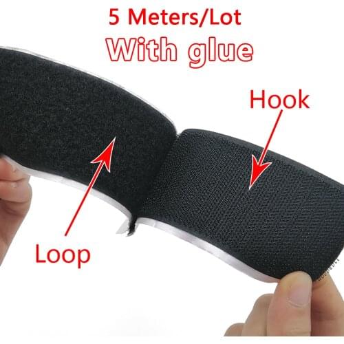 5M Strong Self Adhesive Hook and Loop Fastener Tape Nylon Sticker Velcros Adhesive with Glue for DIY 16/20/25/30/40/50/100/110mm