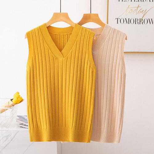 Pullover Sweater Vest Women Spring Autumn Loose Net Red V-neck Waistcoat Wool Knitted Vest Women Knitted Korean Version Jumper