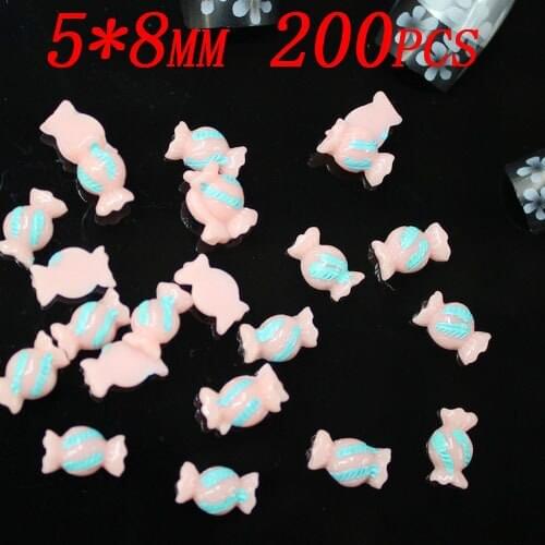 Sweet candy designs Resin Flatback beads for Nail Art Scrapbooking 3d nail stickers DIY 5x8mm 200pcs