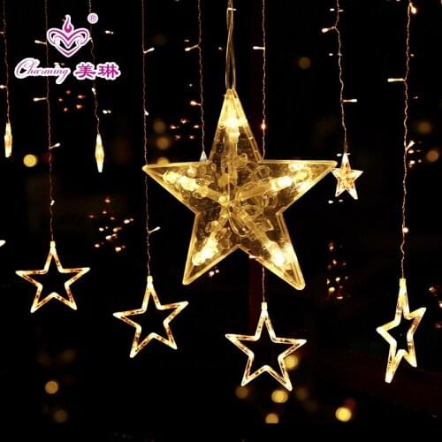 Led big star lights string five-pointed star curtain lights lantern flashing lights string lights decoration proposal