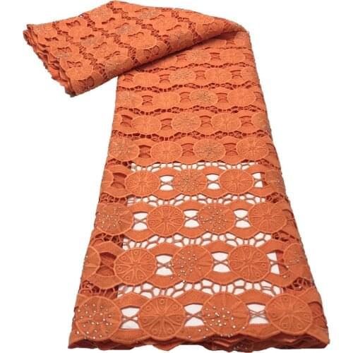 Latest Pretty African Guipure Cord Lace Fabrics With Stones High Quality Punch Water Soluble Mesh Lace For Wedding Material