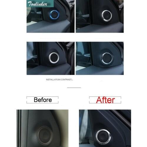 Tonlinker 2 Pcs DIY Car Styling Stainless Steel The Tweeter Speaker Cover Case stickers for Mitsubishi Outlander 2013-16