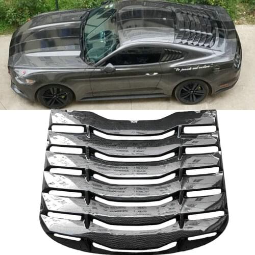 ABS / Carbon Fiber Cover L amborghini style Rear Windshield For 2015-2019 Ford Mustang Bodykit Window Vent Louver Racing Trim