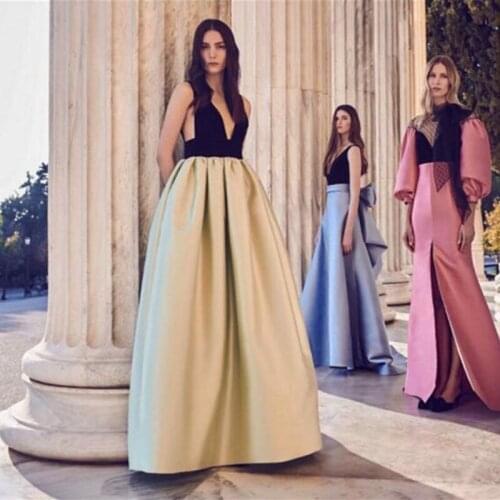 Elegant Light Champagne Women Long Skirt Custom Party Formal Skirt Adult High Waist Satin Pleated Maxi Skirts Free Shipping