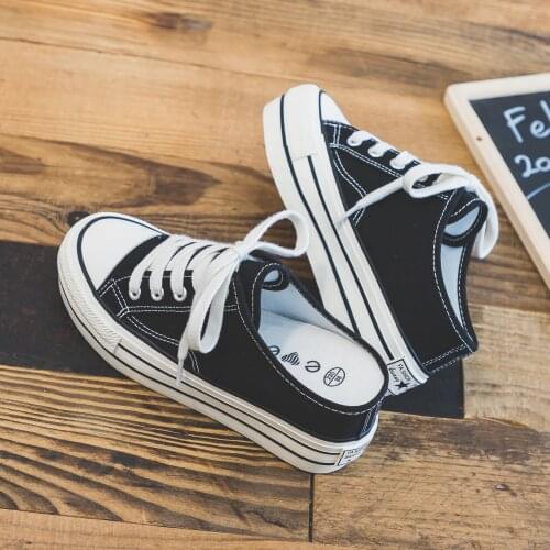 2020 Spring New White Shoes Sneakers 7.0cm Heel Half Slippers No Back Casual Shoes Slip on Internal Increasing Thick Bottom 34